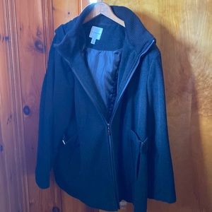 Croft & Barrow Woman’s Wool Coat NWOT Black 2 outside pockets 1 inside pocket 3X